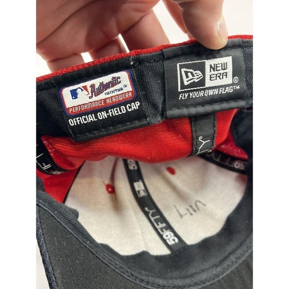 New Era 59Fifty Angels of Anaheim Hat Mesh 7 5/8 Authentic Red Black Cap - Picture 3 of 5